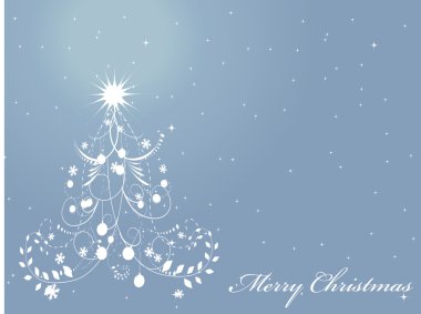 Abstract Christmas tree on the blue background. Vector illustrat clipart