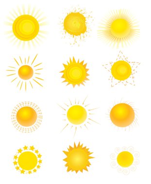 set of sun vector clipart