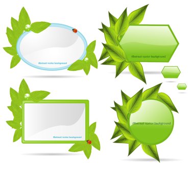 Set banners with leaf. Vector clipart