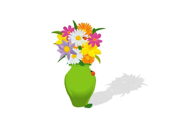 Çiçekler ve vazo kompozisyon — Stok Vektör