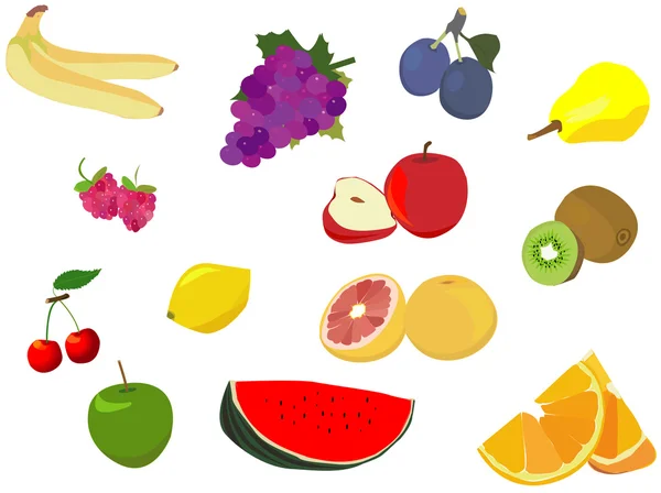 Frukt isolerad på vit — Stock vektor