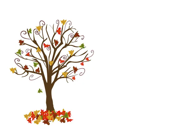 Árvore abstrata com folhas de outono ilustração vetorial — Vetor de Stock