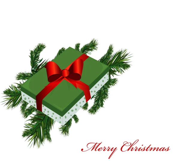 松の枝とギフト ボックス クリスマス バナー — ストックベクタ