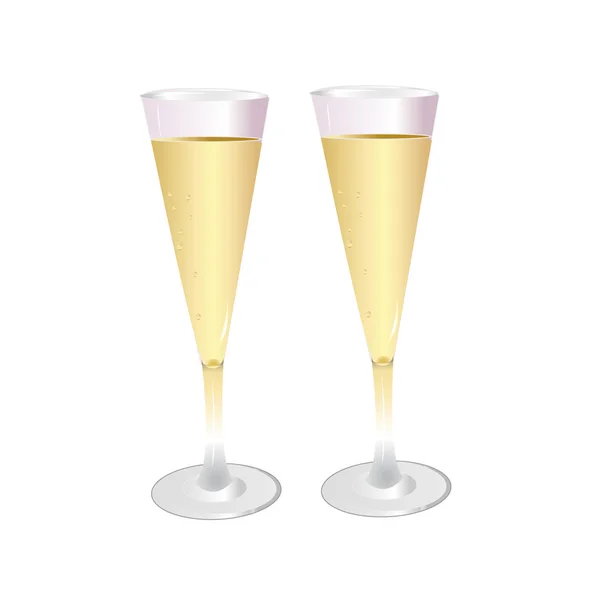 Vektor. dvě sklenice šampaňského — Stockový vektor