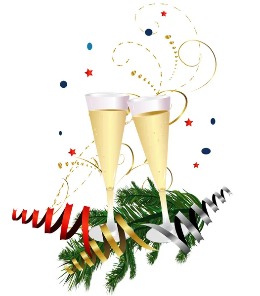 Brinde de champanhe de Ano Novo —  Vetores de Stock