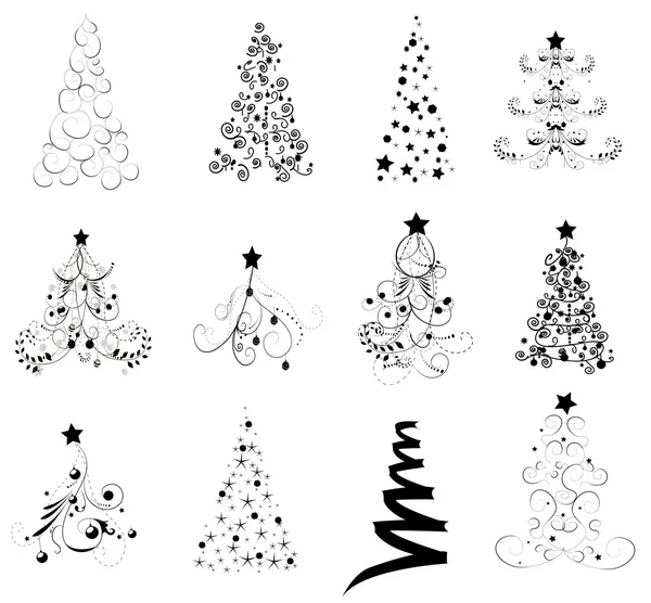 Set Christmas Trees — Stock Vector
