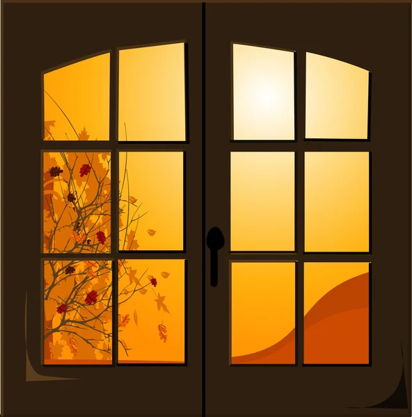 秋天的窗口 — 图库矢量图片
