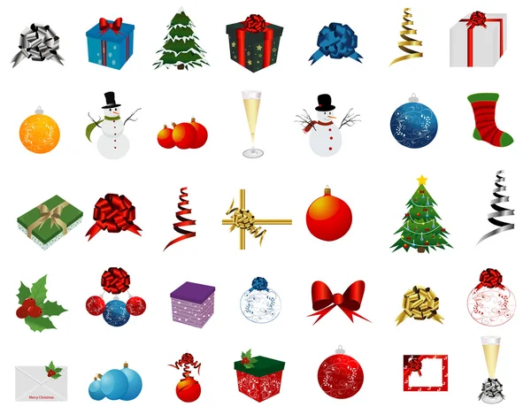 Set natalizio di icone su sfondo bianco — Vettoriale Stock
