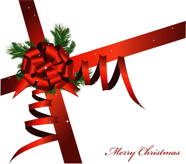 Vector Christmas card with a red ribbon — Stock Vector