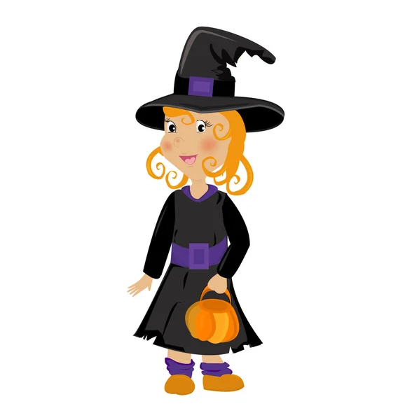 Cute girl in halloween costume — Stock Vector