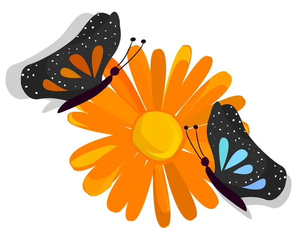 Motyl na tle kwiat — Wektor stockowy