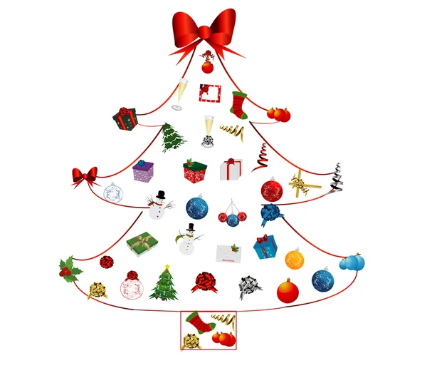 Weihnachtsbaum-Ikone gesetzt — Stockvektor