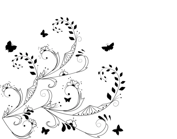 ベクターの花の背景の聖霊降臨祭の蝶 — ストックベクタ