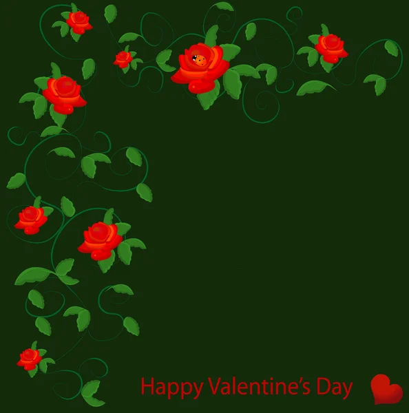 Valentine vector with red rose — Stock Vector