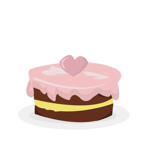 Ilustração de bolo de aniversário com vela em fundo isolado — Vetor de Stock