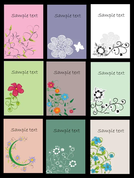 Conjunto de tarjetas de visita florales, ilustración vectorial — Archivo Imágenes Vectoriales