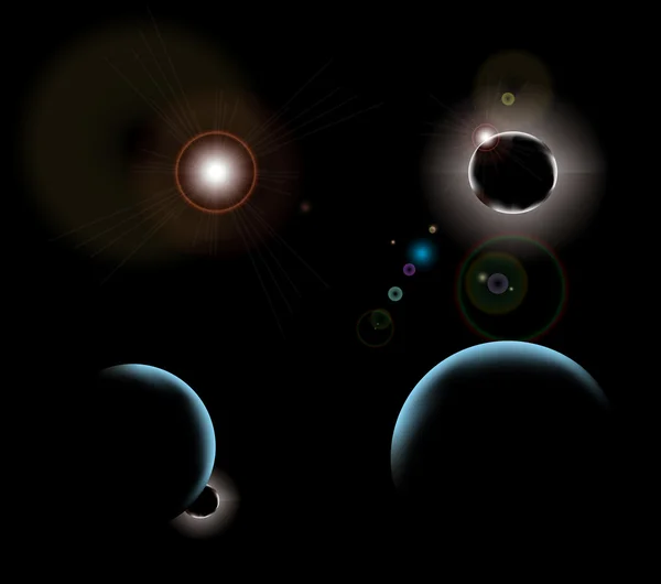 Planets in space with stars vector. Also available in raster. — Stock Vector