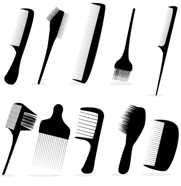 Collection beauty hair salon or barber comb vector illustration — Stock Vector