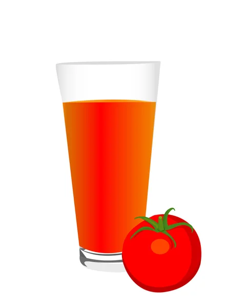 Tomate e um copo de suco de tomate — Vetor de Stock