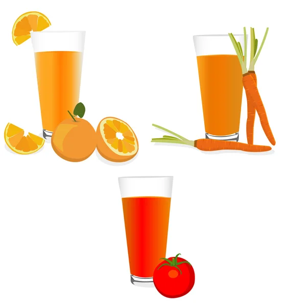 Fruits frais et jus. Illustration vectorielle . — Image vectorielle
