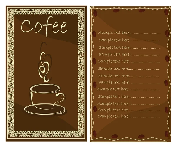 Kahve veya çay salonu menü kartı — Stok Vektör