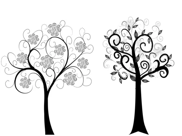 Två träd isolerad på vit — Stock vektor
