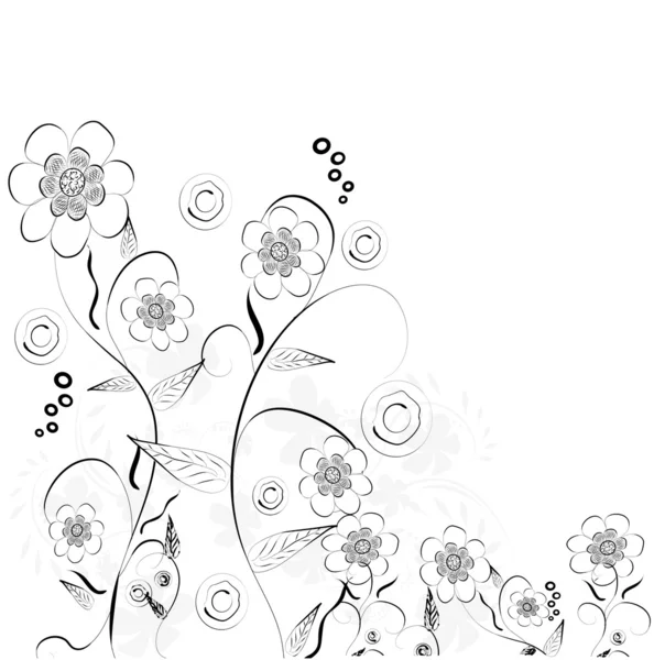 手描きの花を持つヴィンテージの花カード — ストックベクタ