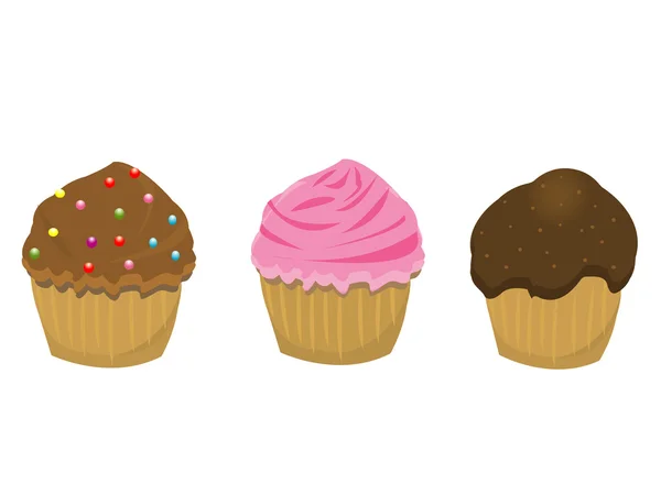Vector illustration of various cupcakes — Stock Vector