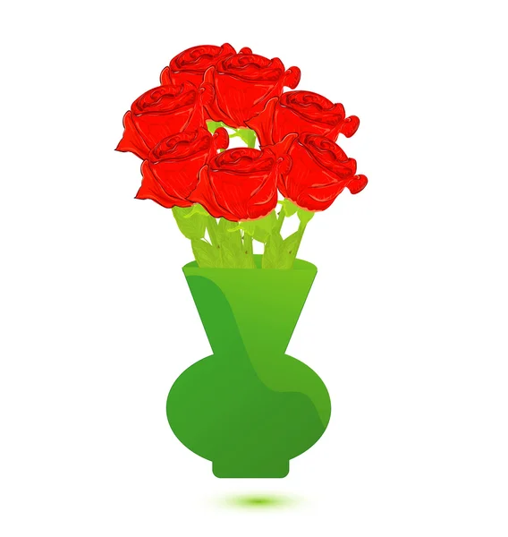 Modèle de vases avec des roses — Image vectorielle