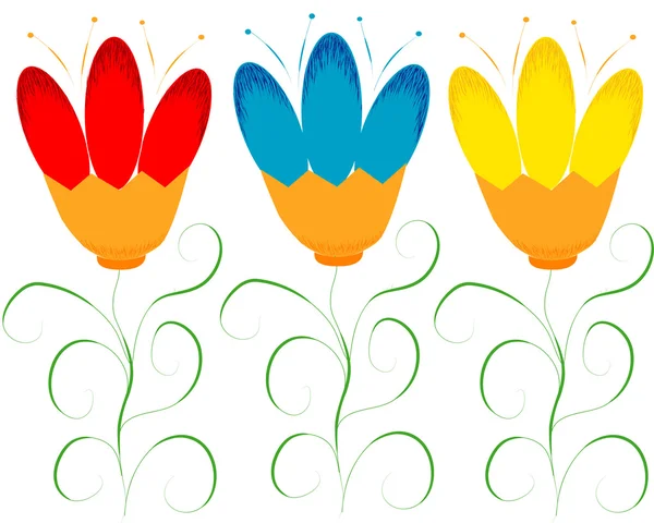 Ročník květinové karta s handdrawn květy — Stockový vektor