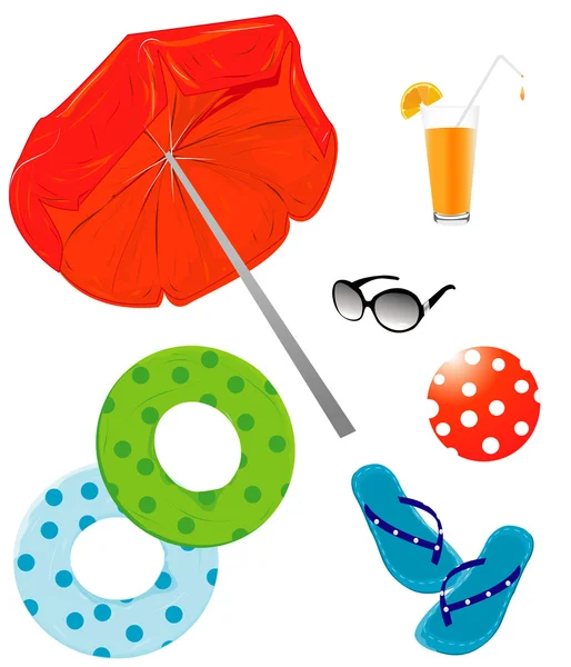 Icônes / symboles des vacances d'été — Image vectorielle