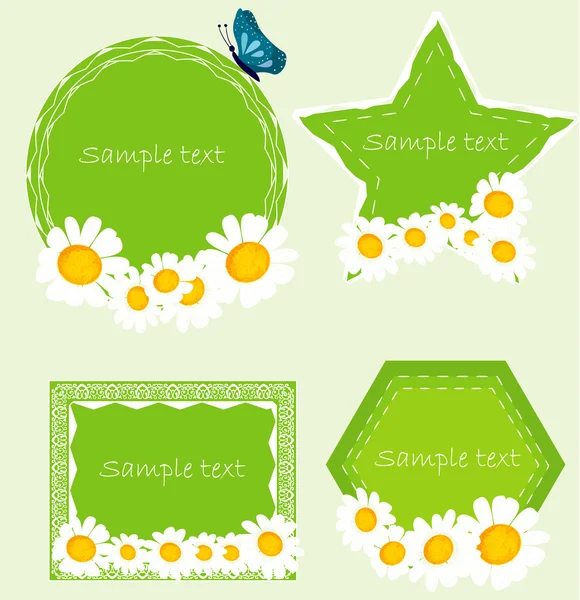 Set banners with camomille. Vector — Stock Vector