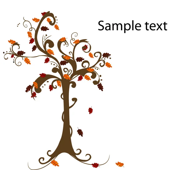 Árbol abstracto con ilustración vectorial de hojas de otoño — Vector de stock