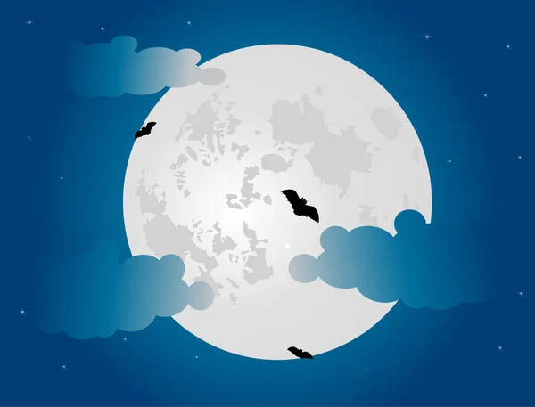 stock vector Vector Halloween frame with realistic moon and bats