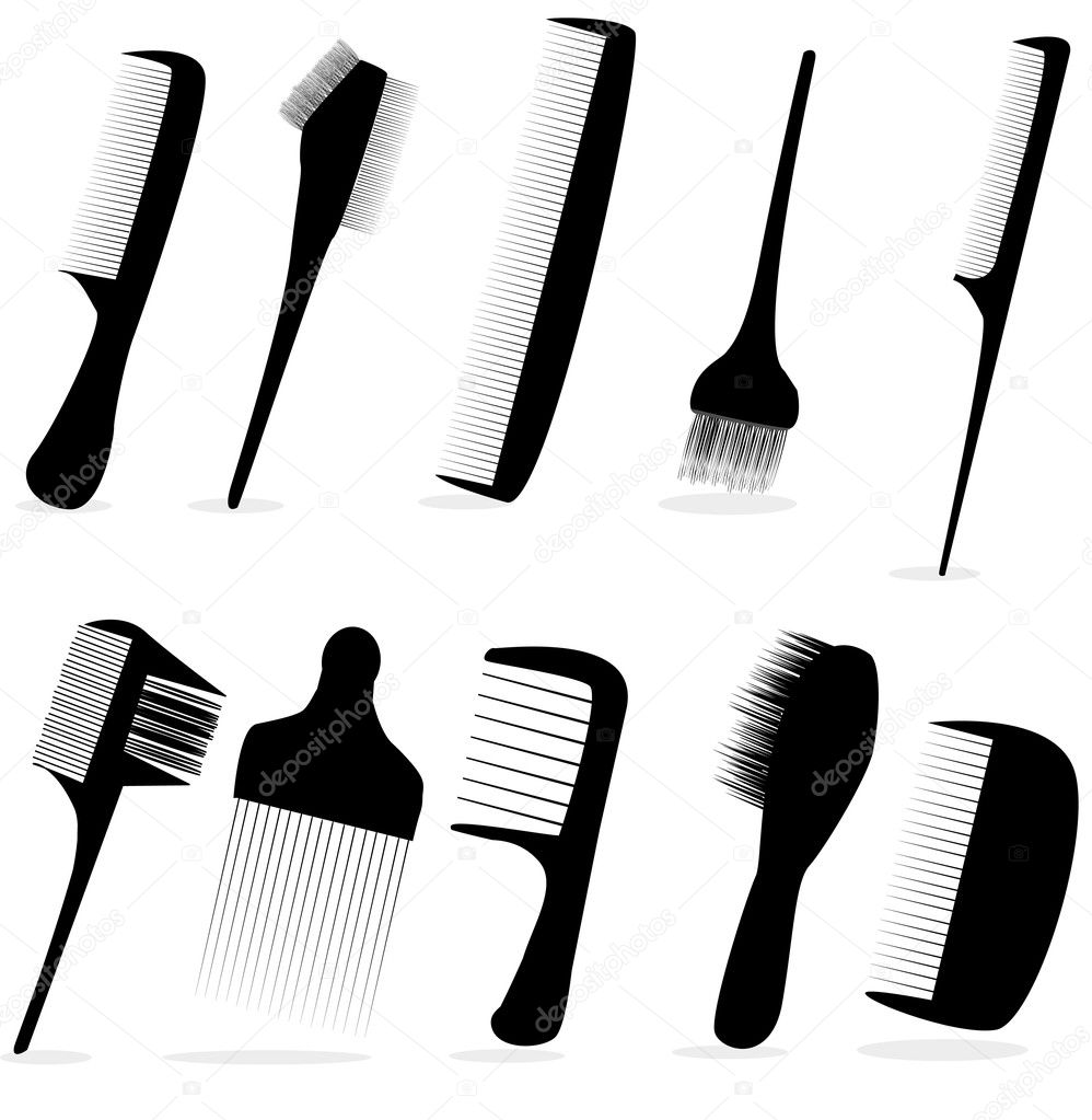 collection beauty hair salon or barber comb vector illustration