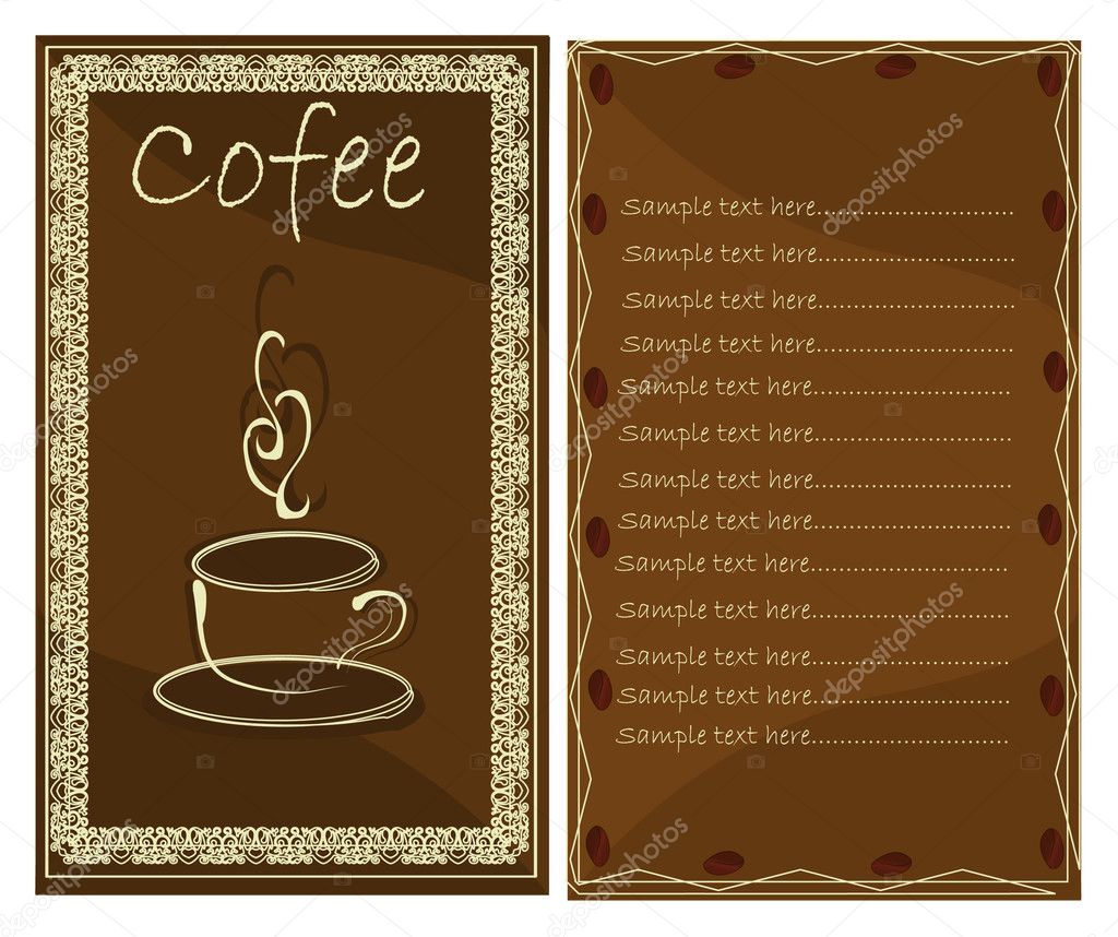 coffee or tea shop menu card