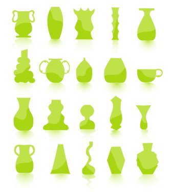 green Flower pots vector clipart