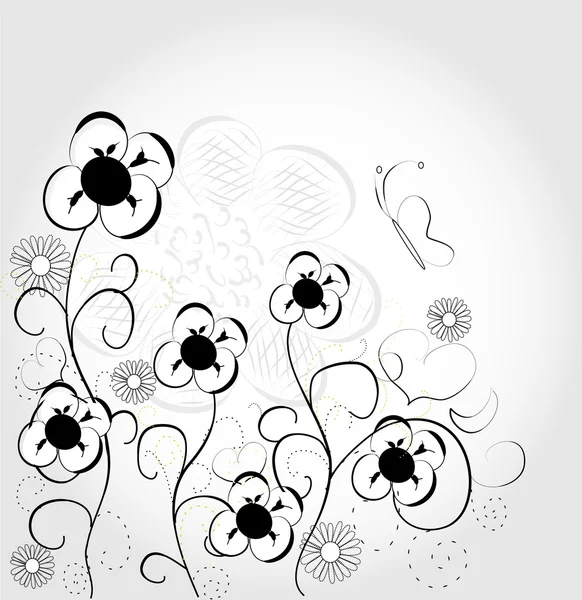 Vintage floral card with handdrawn flowers — Stock Vector