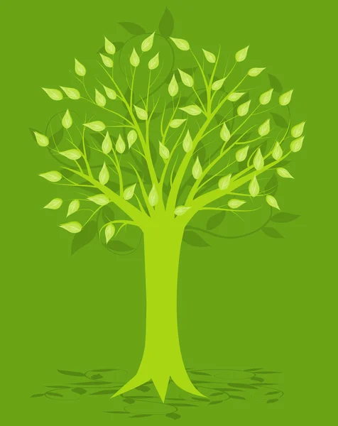 Abstract Tree, On Green Background, Vector Illustration — Stock Vector