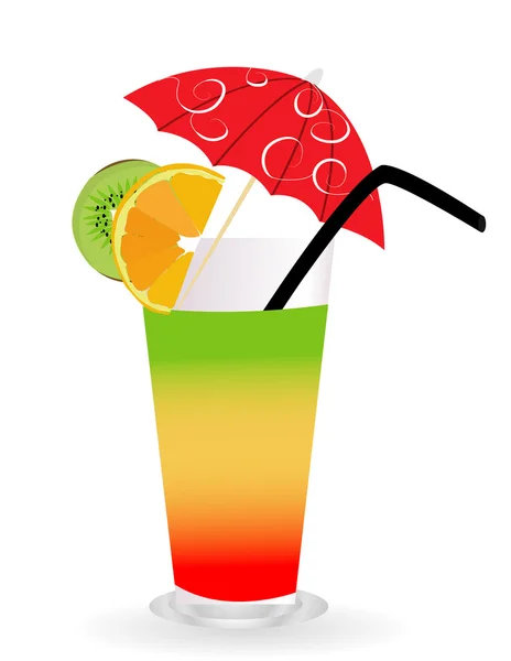 Tropische cocktail in glas geïsoleerd op een witte achtergrond met umb — Stockvector