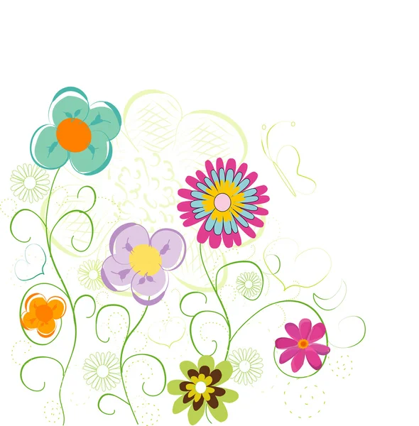 Tarjeta floral vintage con flores hechas a mano — Vector de stock