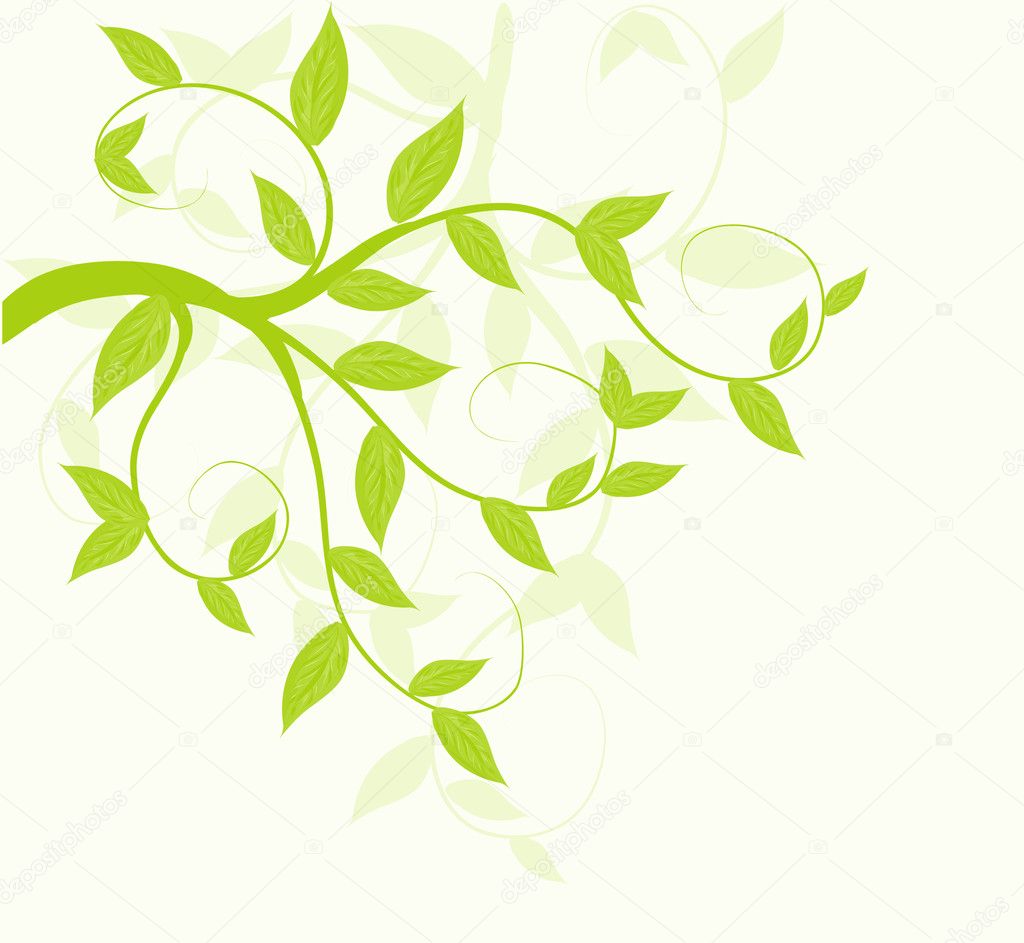 Abstract vector green leaves floral background.