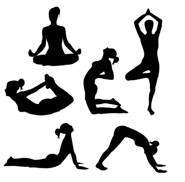 Set of yoga practices — Stock Vector