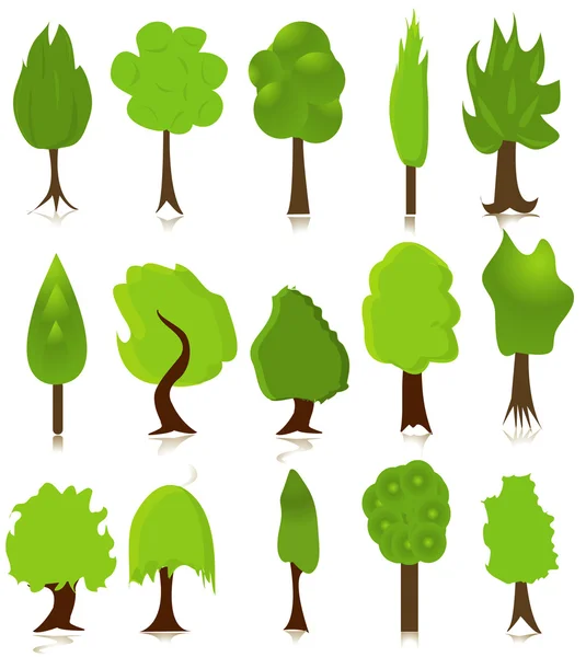 エコロジー デザインのための緑の木のセット — ストックベクタ