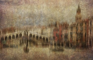 Rialto Bridge Venice retro clipart