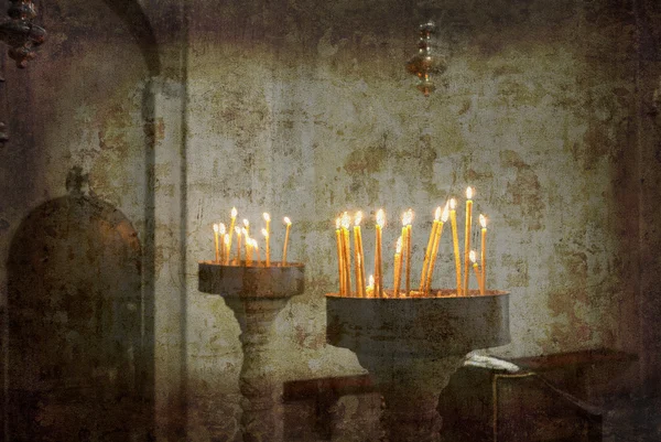 stock image Candles in church retro