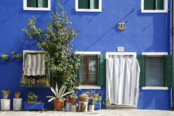 Casa azul Burano — Fotografia de Stock