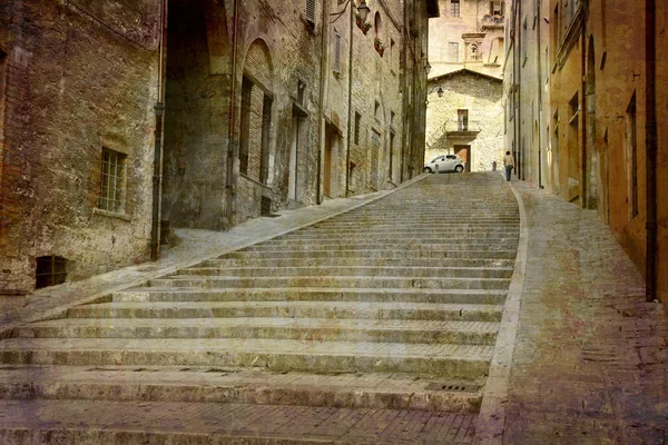 Крутий алеї Gubbio — стокове фото