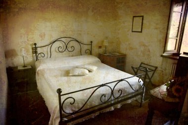 Tiny hotel room Italy clipart