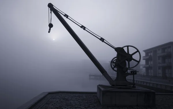 Crane a foggy morning — Stock Photo, Image